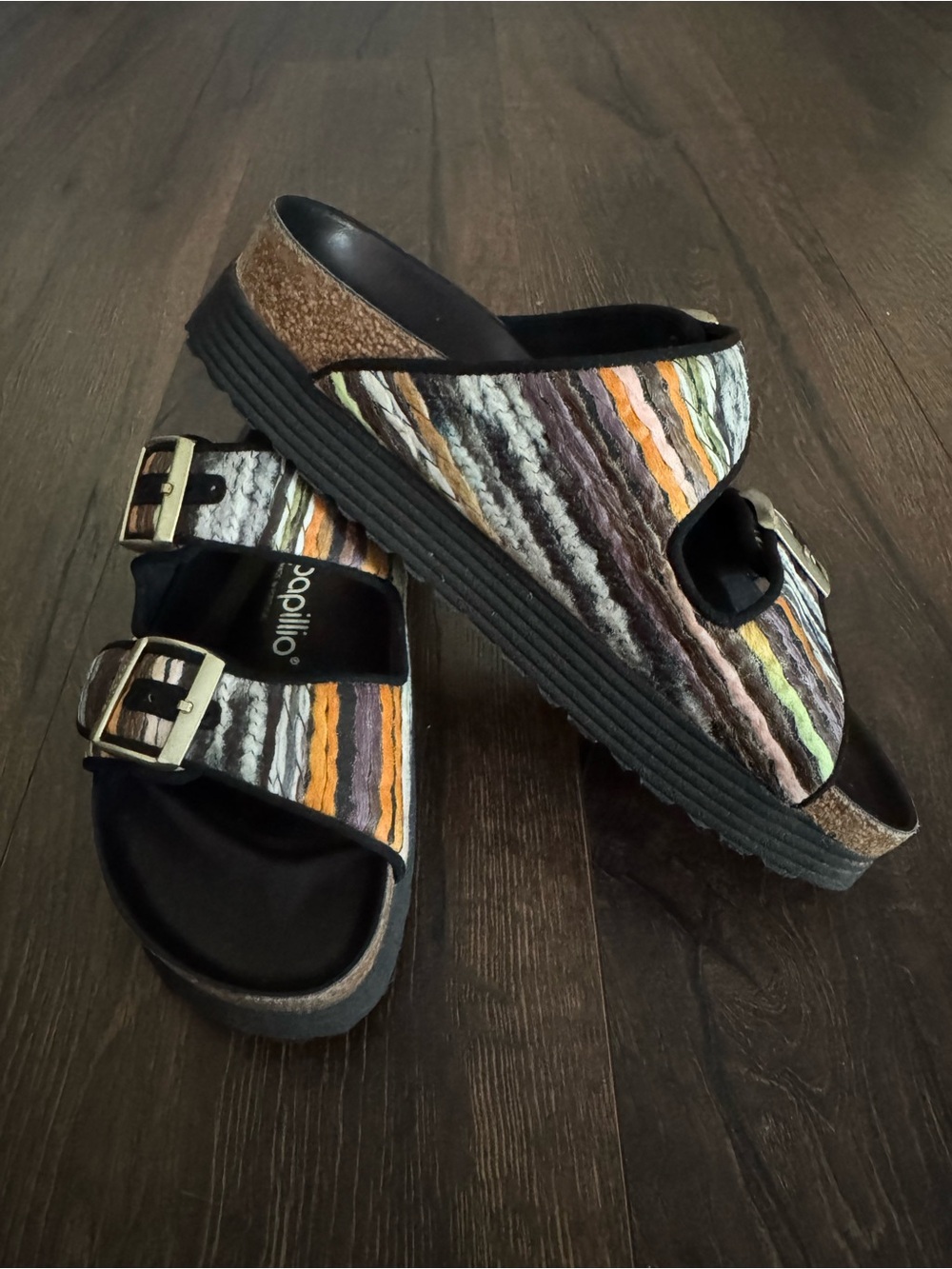 Birkenstock Papillio Multicolored Striped Arizona Platform